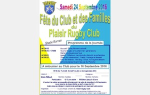 Fête du Club et des Familles le 24 septembre