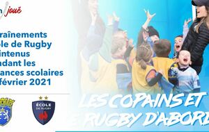 ENTRAÎNEMENTS Ecole de Rugby  maintenus pendant les vacances de Février 2021