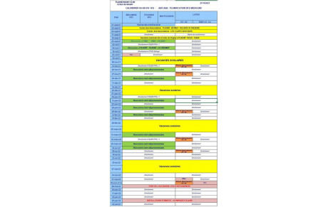 U6 - U8 - U10 - U12     Calendrier  